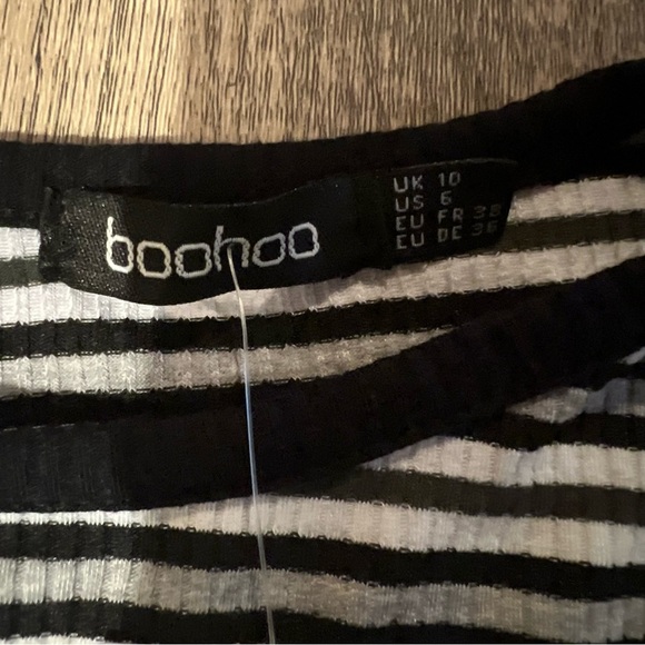 Boohoo Stripe Crop Top Black/white/grey US 6 - Picture 3 of 4
